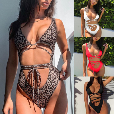 One Piece High Waist Sexy Lace-Up Bikini Swimsuit