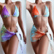 Lace-Up Tie-Dye Bikini Three-Piece Swimsuit