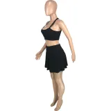 Casual Yoga Tennis Slim Vest Sports Two Piece Set