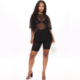 Fashion Sexy Mesh Yarn Loose Perspective Two-piece Set