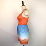 Summer Vest Gradient Shorts Two-piece Set