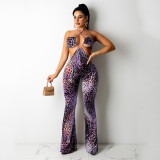 Sexy Hollow Halter Ladies Flared Jumpsuit Wholesale