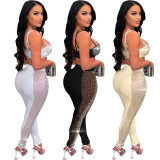 Sling Nightclub Hot Drill Perspective Sexy Two-piece Set