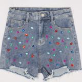 Summer Fashion Versatile Jewel Denim Shorts