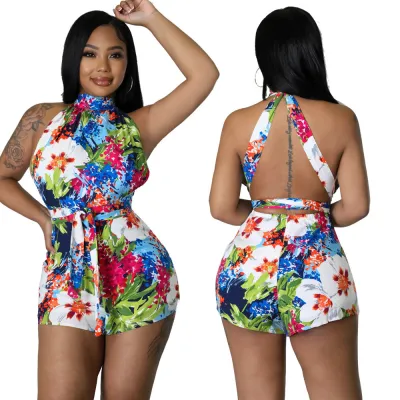 Sexy Backless Vacation Halter Neck Summer Jumpsuit