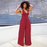 Sexy Solid Color Sleeveless Backless Jumpsuit