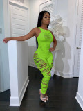 Fashionable And Sexy Hollow Solid Color Jumpsuit