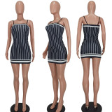Fashion Sexy Sling Striped Dress