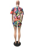 Casual Contrast Color Colorful Pattern Two-piece Set