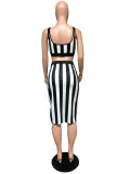 Sexy Tube Top Striped Skirt Two-piece Set