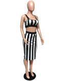 Sexy Tube Top Striped Skirt Two-piece Set