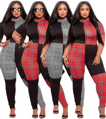 Plaid Print Plus Size Jumpsuit