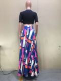 Woven Print Zip-Up Skirt