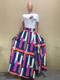 Woven Print Zip-Up Skirt
