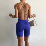 Solid Color Tethered One Word Neck Halter Jumpsuit Wholesale