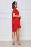 Solid Color Casual Loose V-Neck Fashion Dress Wholesale