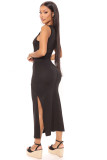 Solid Color Sexy Round Neck Fashion Slit Vest Long Skirt