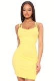 Summer Short Sleeve Solid Color Sling Dress Wholesale