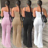 Casual Suspenders Flared Pants Simple Fashion Suits