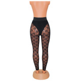 Sexy Lace Crochet See-Through Leggings Trousers