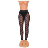 Sexy Lace Crochet See-Through Leggings Trousers