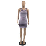 Sexy Striped Print Pit Dress