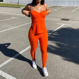 Solid Color Sling Sexy Leisure Sports Suit