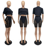 Fashion Net Gauze Pants Solid Color Two-piece Set