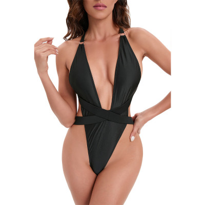Sexy Solid One Piece Bikini Backless Swimsuit