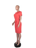 Fashion Sexy Lace Up Solid Color Dress