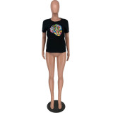 Casual Printed Cotton Crewneck T-Shirt