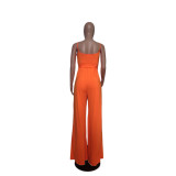 Sling Hem Slit Fashion Solid Color Casual Jumpsuit