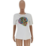Casual Printed Cotton Crewneck T-Shirt
