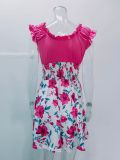 New Flower Contrast Color Thin Dress