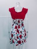 New Flower Contrast Color Thin Dress