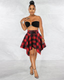 Fashion Irregular Plaid High Waist Skirt