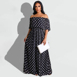 Fashion Casual Dot Print Long Plus Size Dress