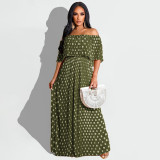 Fashion Casual Dot Print Long Plus Size Dress