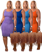 Solid Color Sleeveless Plus Size Dress