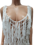 Sexy See-through Knitted Hand Hook Mesh Fringed Beach Sun Protection Dress