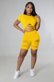 Solid Color Trend Short Sleeve Shorts Casual Sports Suit