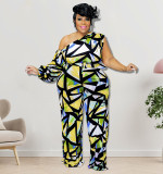 Sexy Plus Size Off-the-shoulder Printed Jumpsuit