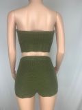 Casual Sexy Chest Wrap Shorts Knit Two Piece