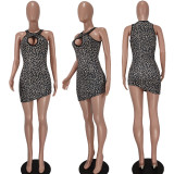 Sexy Sleeveless Leopard Print Irregular Dress