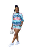 Fashion Tie Dye Pocket Doll Sleeve Casual Suit