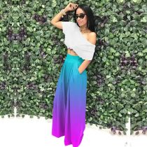 Fashionable Personality Gradient Flared Wide-leg Casual Trousers