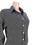 Fashion Loose Striped Shirt Two Piece