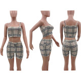 Summer Sling Print Sleeveless Long Cape Three-piece Set
