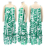 Summer Loose Sling Print Plus Size Dress