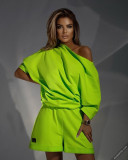 Fashion Word Neck Off-shoulder Loose Two-piece Suit